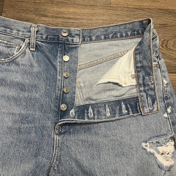 AGOLDE Cut-Off Jean Shorts in 'Fall Out' Blue Size 30 - Picture 5 of 12